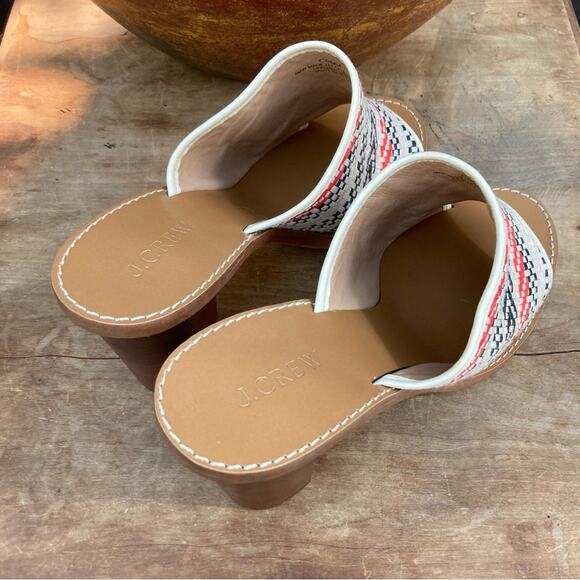J Crew Mules Heels size 10 Marlow Southwestern wicker aztec white NEW - Picture 4 of 10